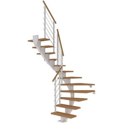 DOLLE Mittelholmtreppe Hamburg, inkl. einseitigem Designgeländer, Design (weiß), 1/2 gewendelt,278 cm - 322 cm,75 cm,Eiche, geölt Image