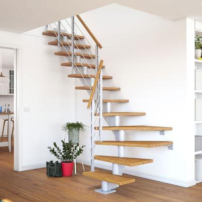 DOLLE Mittelholmtreppe Hamburg, inkl. einseitigem Designgeländer, Design (weiß), 1/2 gewendelt,240 cm - 279 cm,75 cm,Eic