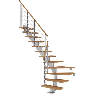 DOLLE Mittelholmtreppe Hamburg, inkl. einseitigem Designgeländer, Design (perlgrau), 1/4 gewendelt,222 cm - 258 cm,85 cm,Eiche, geölt Image