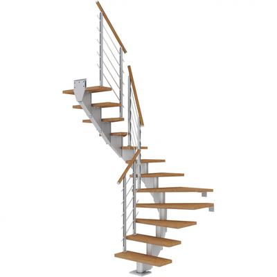DOLLE Mittelholmtreppe Hamburg, inkl. einseitigem Designgeländer, Design (perlgrau), 1/2 gewendelt,240 cm - 279 cm,85 cm,Eiche, geölt Image