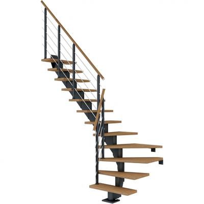 DOLLE Mittelholmtreppe Hamburg, inkl. einseitigem Designgeländer, Design (anthrazit), 1/4 gewendelt,278 cm - 322 cm,85 cm,Eiche, geölt Image
