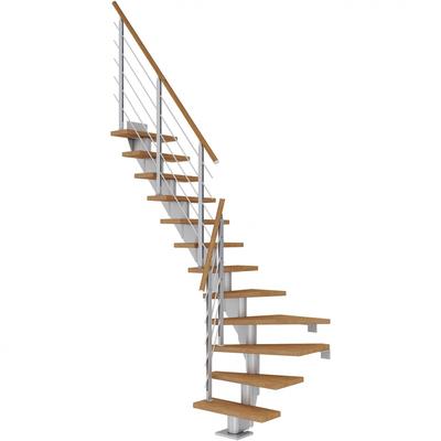 DOLLE Mittelholmtreppe Frankfurt, inkl. einseitigem Designgeländer, Design (perlgrau), 1/4 gewendelt,240 cm - 279 cm,65 