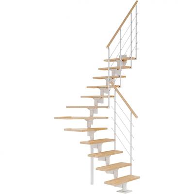 DOLLE Mittelholmtreppe Boston, inkl. einseitigem Einzelstabgeländer, Einzelstab (weiß), 1/4 gewendelt,Buche Image