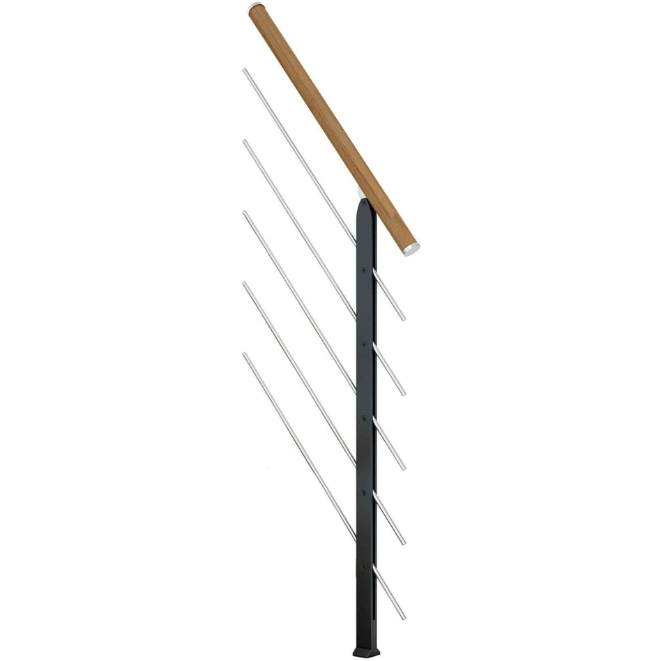 DOLLE Geländerelement inkl. Holzhandlauf für Mittelholmtreppe Frankfurt, Hamburg, Berlin, Sydney, Anthrazit, Handlauf Eiche Image