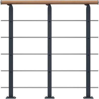 DOLLE Brüstungsgeländer für Mittelholmtreppe Frankfurt, Hamburg, Berlin, Sydney - Starter Set, Anthrazit, Handlauf Eiche, weiß Image