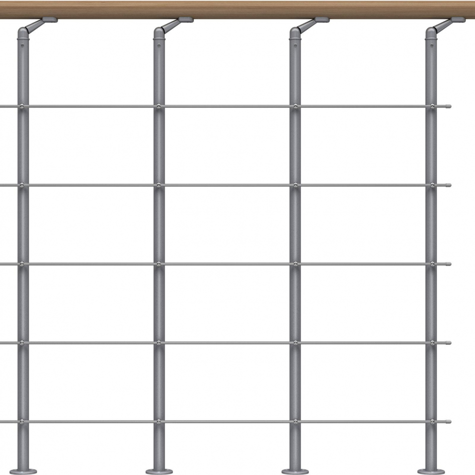 DOLLE Brüstungsgeländer für Mittelholmtreppen Cork, Dublin, Basel - Starter Set, Perlgrau, Edelstahlgeländer,Handlauf Eiche Image