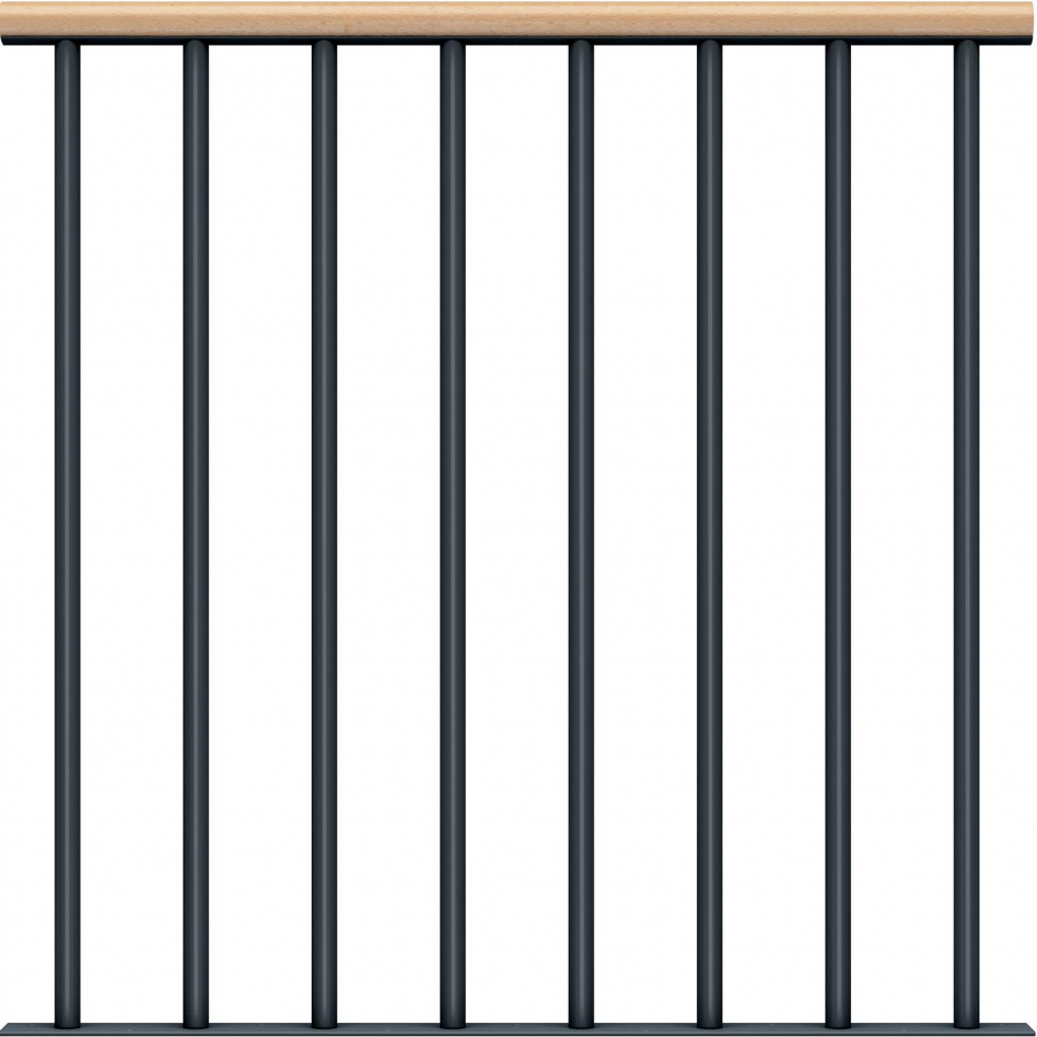 DOLLE Brüstungsgeländer für Mittelholmtreppen Cork, Dublin, Basel - Erweiterungs-Set, Anthrazit, Einzelstabgeländer,Handlauf Ahorn Image