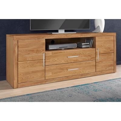 Lowboard HOME AFFAIRE "Logo", braun (eiche teilmassiv), B:160cm H:62cm T:42cm, Holz teilmassiv, Sideboards, Breite 160 cm Image