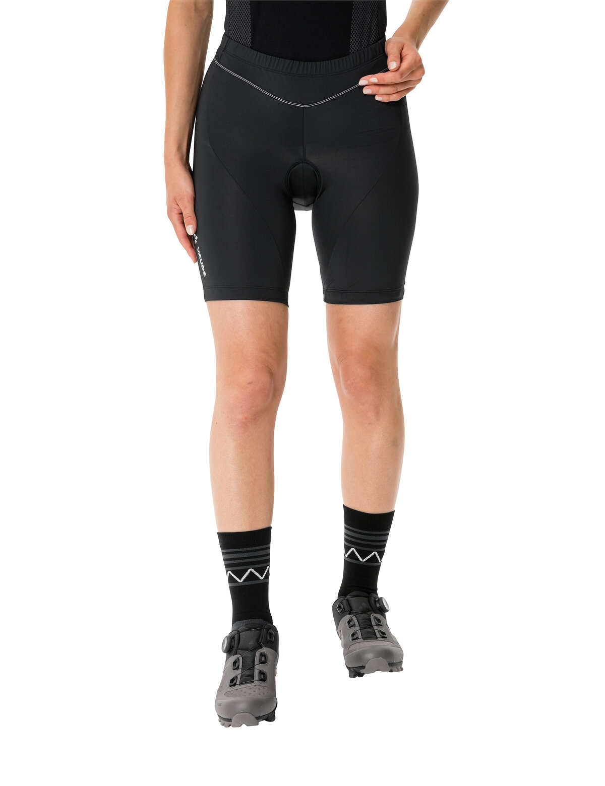 Fahrradhose VAUDE "WO ACTIVE PANTS", Gr. 40, N-Gr, schwarz (schwarz uni), Obermaterial: 74% Polyester, 26% Elasthan, unifarben, Sportlich, Hosen Image