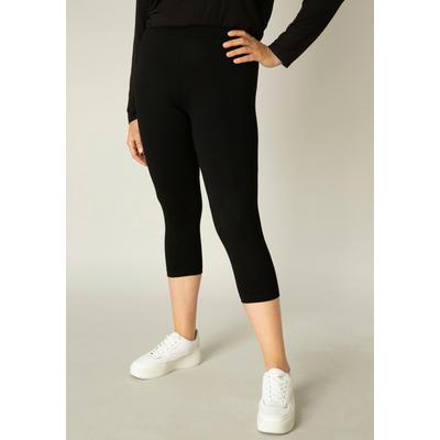 Caprileggings BASE LEVEL CURVY "Audrey", Damen, Gr. 52, N-Gr, schwarz, Jersey, Obermaterial: 94% Viskose, 6% Elasthan, unifarben, Basic, figurbetont kniebedeckend, Hosen Image
