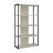 4-shelf Wood Bookcase with Metal Side Frame in Whitewashed Grey and Black