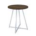 Wood Top Round Bar Table with Metal Base in Brown Oak and Chrome