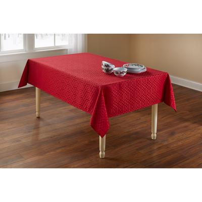 Wide Width Jacquard Tablecloth by BrylaneHome in Red (Size 52" W 70" L)