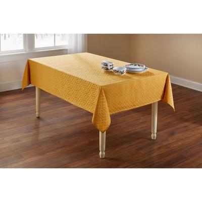 Wide Width Jacquard Tablecloth by BrylaneHome in Gold (Size 52" W 70" L)