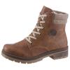 Winterboots RIEKER, Damen, Gr. 42, braun (cognac), Lederimitat, Filz, used, klassisch, Schuhe, Winterstiefelette, Blockabsatz, in trendiger Used-Optik