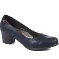 Pavers Ladies Block Heeled Court Shoes - Navy Snake Size 7 (40)