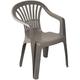 Low Back Plastic Garden Chair - TAUPE Colour - Stackable Patio Outdoor Picnic Furniture - Set of 4 Chairs