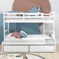 Harriet Bee Twin Over Full Wooden Bunk Bed w/ 2 Storage Drawers in White | 61 H x 57 W x 78 D in | Wayfair 5417C70F63F549BA8BA3D1CDC30B37D7