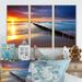 Rosecliff Heights Baltic Sea Poland Beach - 3 Piece Floater Frame Photograph on Canvas Metal in Blue/Brown/Orange | 32 H x 48 W x 1 D in | Wayfair