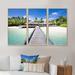 Rosecliff Heights Beach w/ Coconut Palm Trees - Landscape Framed Canvas Wall Art Set of 3 Canvas, Wood in White | 20 H x 36 W x 1 D in | Wayfair