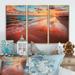 Rosecliff Heights Sunset Over An Ocean Beach Shore II - Nautical & Coastal Framed Canvas Wall Art Set Of 3 Metal in Blue/Orange | Wayfair