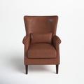 Accent Chair - Birch Lane™ Emerald Wingback Accent Chair Leather/Genuine Leather in Brown | 41 H x 30 W x 35 D in | Wayfair