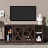 Annora Corner unit TV Stand for TVs up to 65" Wood/Metal in Brown Laurel Foundry Modern Farmhouse® | 28 H x 58 W x 15.8 D in | Wayfair