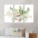 Bay Isle Home™ Tropical Bouquet w/ Flowers & Golden Leaves II - 3 Piece Floater Frame Print on Canvas Canvas, in White | Wayfair