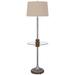 Winston Porter 61 Inch Modern Floor Lamp, Glass Tray Table, 1 USB Port, Antique Silver Metal in Brown/Gray/White | 61 H x 18 W x 18 D in | Wayfair