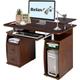 Relax4life - Bureau d'Ordinateur avec 2 Tiroirs, Tablette Imprimante et Tablette à Clavier,Bureau