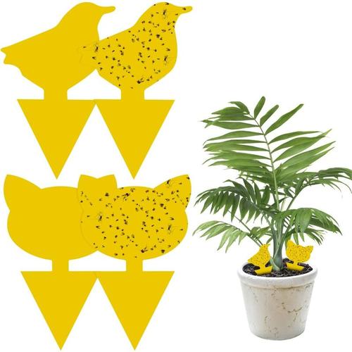 Ocxin - 60Pcs steckbare Fliegenfalle Tieremuster Ideal Gelbtafeln für Topfpflanze gegen