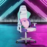 Leather PC Gaming Chair Adjustable Neck Pillow and Heart Shaped Lumbar Support Cushion Office Chair with Nylon Base & Casters