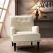 Armchair Velvet Fabric Upholstery Padded Seat with Rubberwood Legs and Nailhead Trim