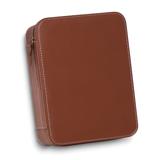 Curata Brown Leather Zippered 4-Watch and Accessory Travel Case