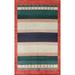 Modern Striped Gabbeh Kashkoli Oriental Area Rug - 6'6''x 9'7''