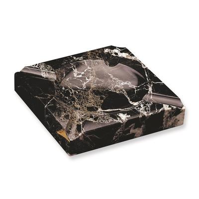 Curata Handcrafted Black Solid Marble Square Cigar Ashtray