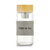Curata 12 Ounce Glass Tea Infuser Bottle with CEst La Tea Flax Sleeve Removable Stainless Steel Strainer