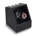 Curata Black Faux Leather with Acrylic Window Wood Composite Dual Watch Winder (Ac Or Batteries)