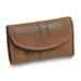 Curata Tan Leather Snap Closure Trifold Jewelry Clutch