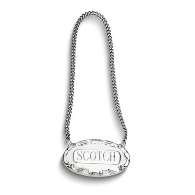 Curata Empire Sterling Silver Scotch Liquor Label with 8 Inch Chain