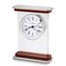 Curata Mayfield Rosewood Finish and Glass Table Alarm Clock with Aluminum Base and Top