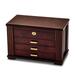Curata Luxury Giftware Matte Rosewood Burl Veneer 3-Drawer Locking Wooden Jewelry Box
