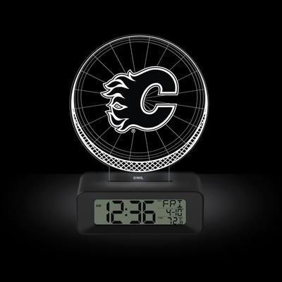 Game Time NHL Calgary Flames Color-Changing Led 3d Illusion Alarm Clock with Temperature and Date