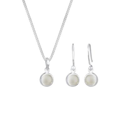 Elli Zestaw biżuterii Kette Hänger Mondstein Edelstein Chic 925 Silber silberfarben Damen Image