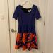 Anthropologie Dresses | Anthropologie Hd In Paris Blue Dress With Orange Flowers. Size Small. | Color: Blue/Orange | Size: S