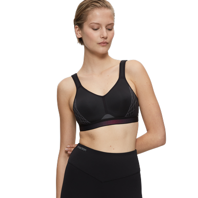 Sport-BH TRIACTION BY TRIUMPH "Triaction Cardio Flow P EX", Damen, Gr. 100, Cup C, schwarz, Single Jersey, Obermaterial: