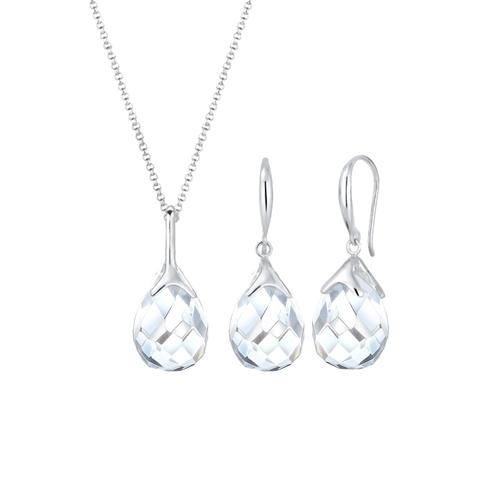 Elli – Elli Schmuckset Tropfen Bergkristall Klassik 925 Sterling Silber Schmuck-Set Damen