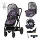 Cosatto 3 in 1 Travel System, Wow 2 - Birth to 25kg, Compact Fold, Inc Carrycot, iSize Car Seat & Base, Adapters & Raincover (Wilderness)