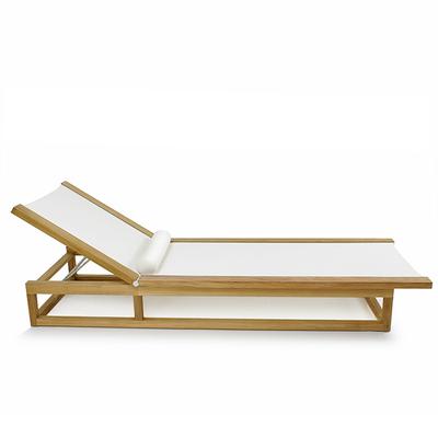 Maya Sling Chaise Lounger in White with Reclinable Backrest