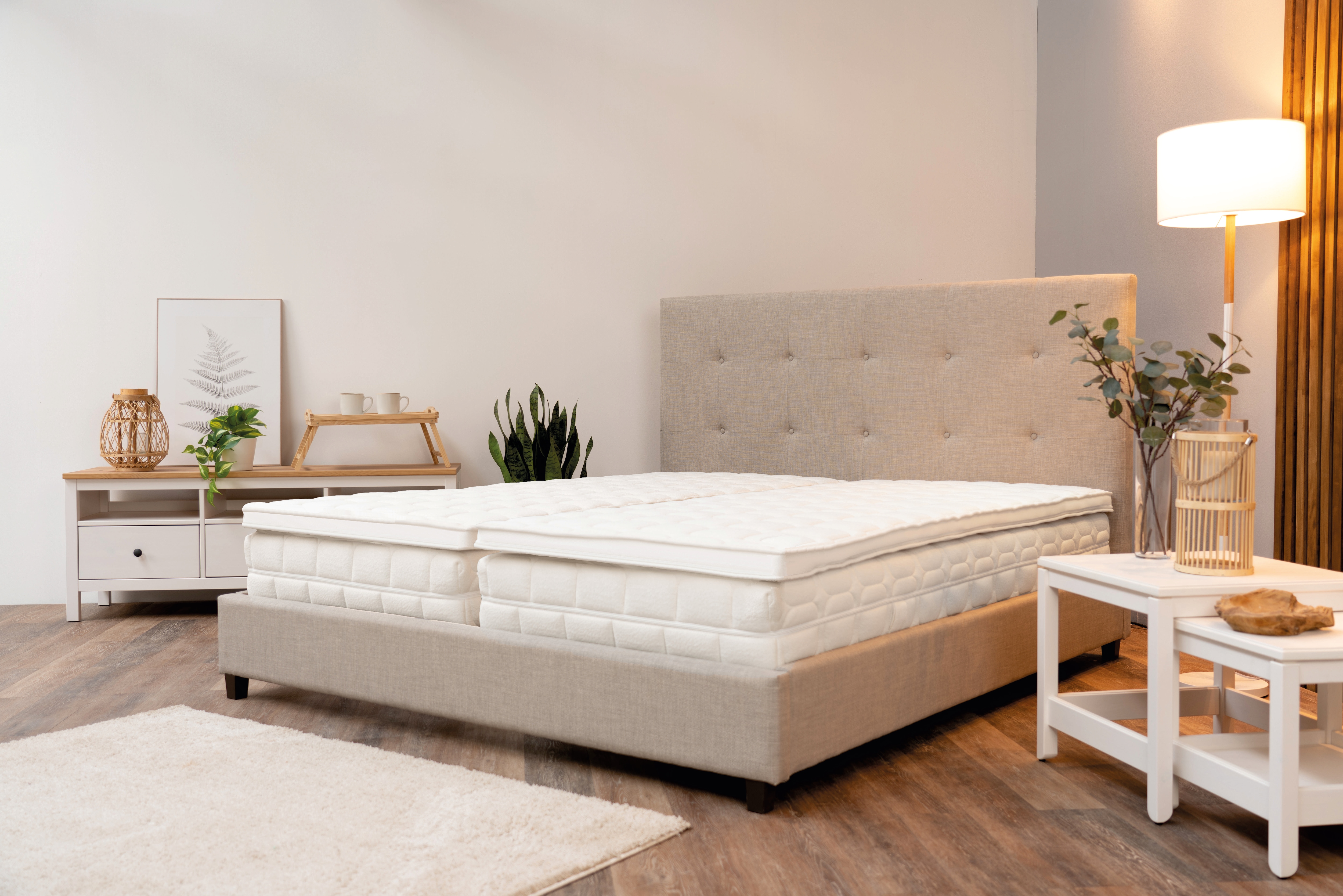 Topper BE FAIR LIFE "Naturell Top", weiß, B:120cm H:7cm L:200cm, Materialmix, Topper, Maximale Druckentlastung durch Latex-Schicht, Bio-Baumwolle im Bezug Image